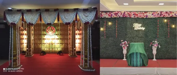 Indoor wedding decoration setup in Chennai